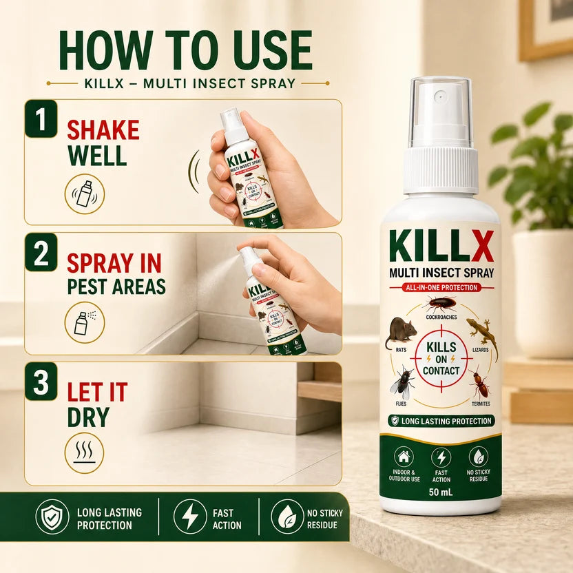KILLX Multi-Insect Spray - Fast Action Formula | Buy 1 Get 2 Free