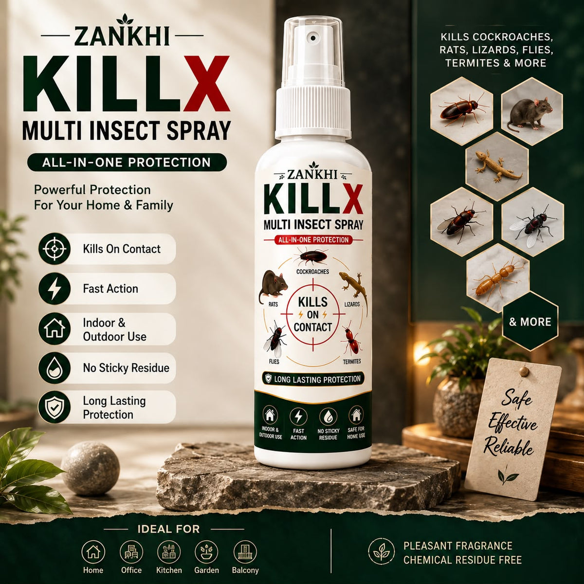 KILLX Multi-Insect Spray - Fast Action Formula | Buy 1 Get 2 Free